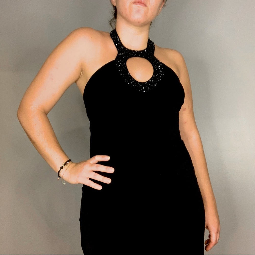 Vintage Laundry by Shelli Segal Black Mermaid Keyhole Evening Dress | Fit 4/6 - Picture 8 of 15